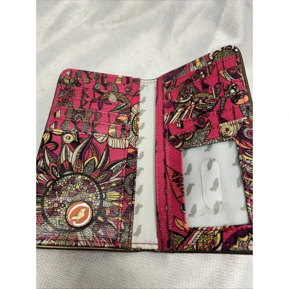 Sakroots Pink Embroidered Owl Boho Style Card Holder Clutch Wallet 12 Card Slots